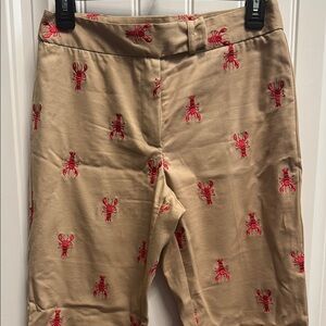 Tan Pants with Red Lobster Embroidery
